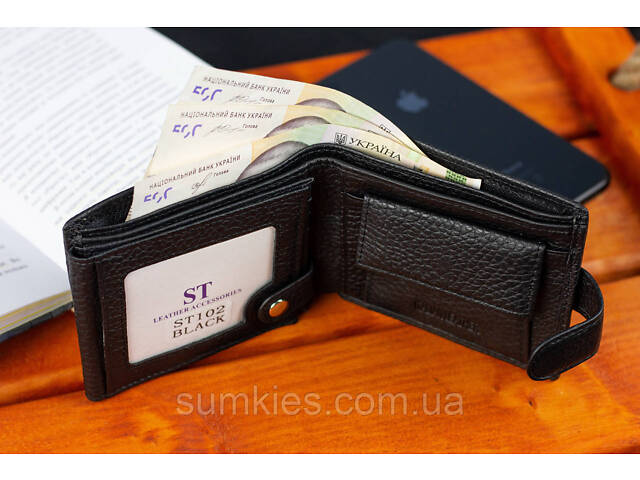 Класичне чоловіче портмоне з натуральної шкіри ST Leather ST102 Чорний - Фото 9