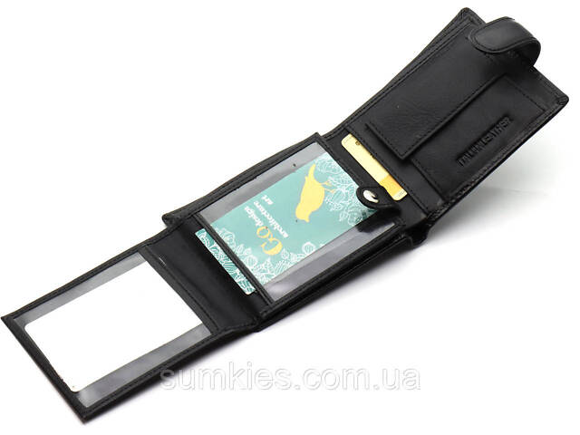Класичне чоловіче портмоне з натуральної шкіри ST Leather В102 Чорний - Фото 8