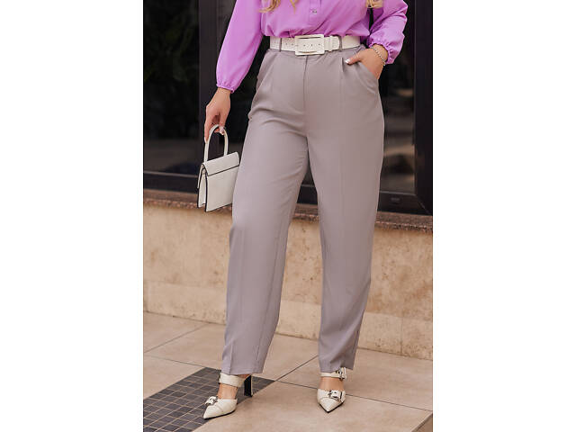 Класичні укорочені штани 'Prime' оптом | Батал 56, Сірий - Фото 1