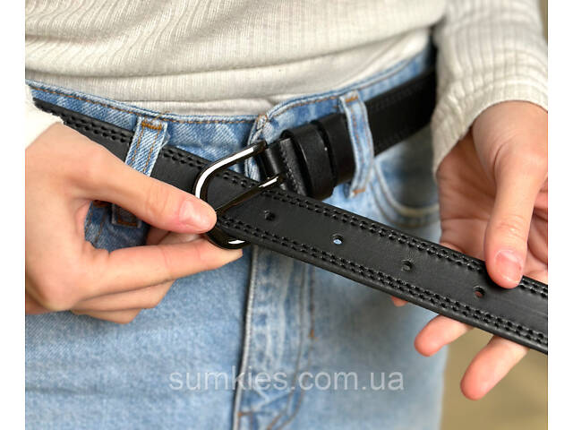 Класичний чорний ремінь 7096 - Фото 1