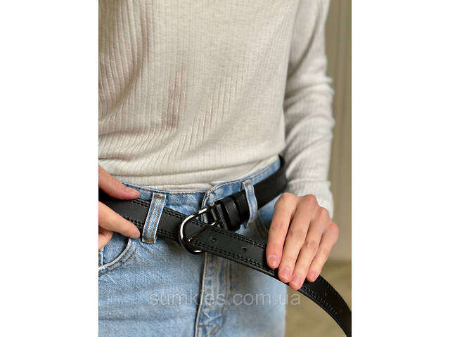 Класичний чорний ремінь 7096 - Фото 3