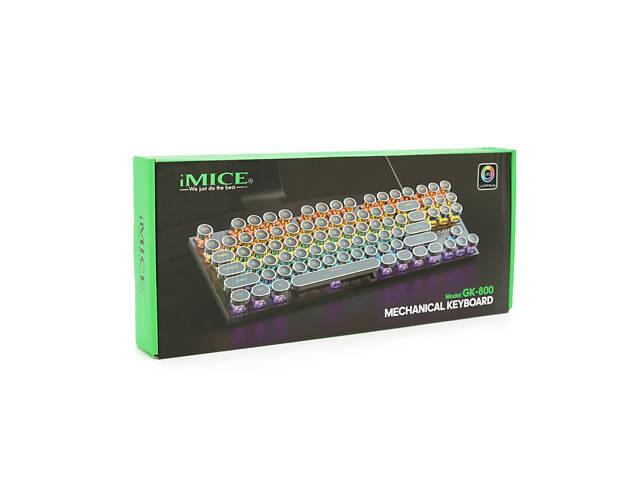 Клавиатура iMICE GK800 USB Wired (TYPE-C) , длина кабеля 100см, (Eng), White/Black, 87к - Фото 2
