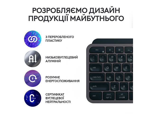 Клавиатура Logitech MX Keys S Wireless UA Graphite (920-011593) - Фото 5