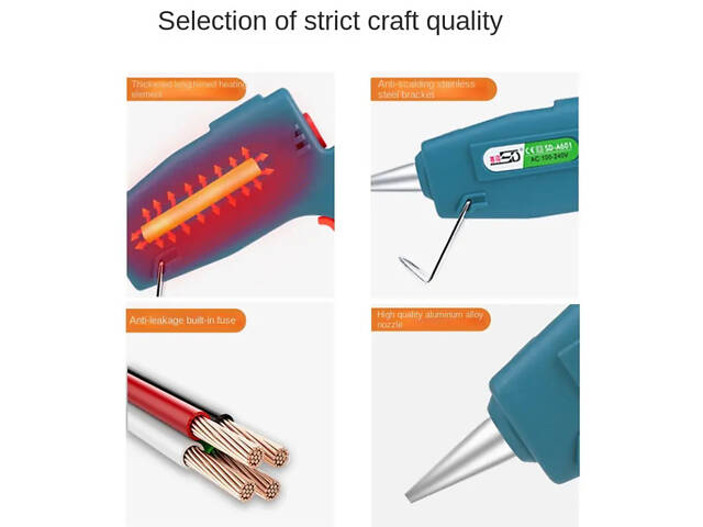 Клеевой пистолет 'SD' SD-A601 20W под тонкие 7мм ЗЕЛЁНЫЙ - Фото 4