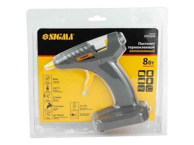 Клейовий пістолет Sigma автономний 8 мм 8 Вт/6 В (2721241) - Фото 6