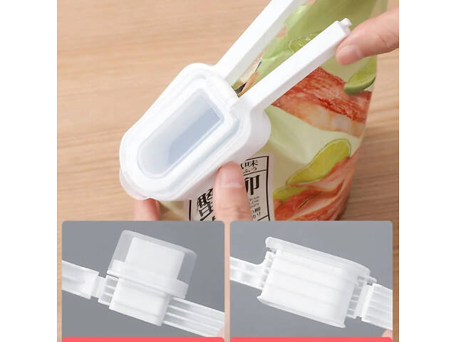 Кліпса для пакетів, затискач кухонний 1 шт з клапаном - Фото 3