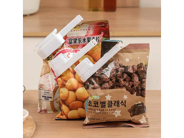 Кліпса для пакетів, затискач кухонний 1 шт з клапаном - Фото 4