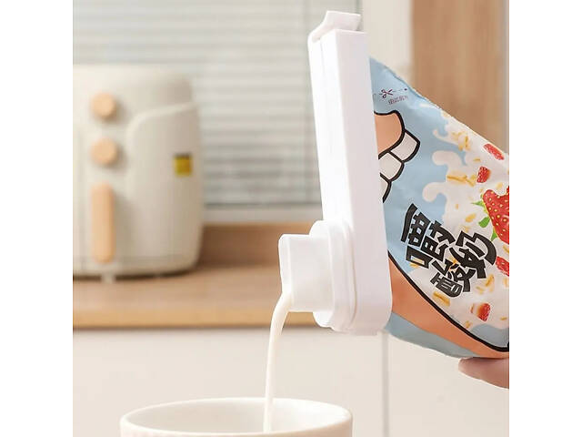 Кліпса для пакетів, затискач кухонний 1 шт з клапаном - Фото 5