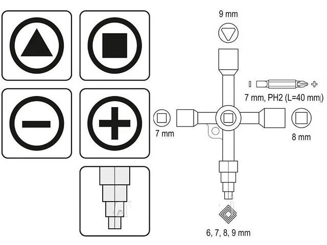 Ключ комбінований для замків шаф викруткою YATO YT-66700 - Фото 2