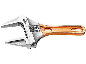 Ключ разводной Neo Tools короткий 185 мм, рабочий диапазон 0-53 мм