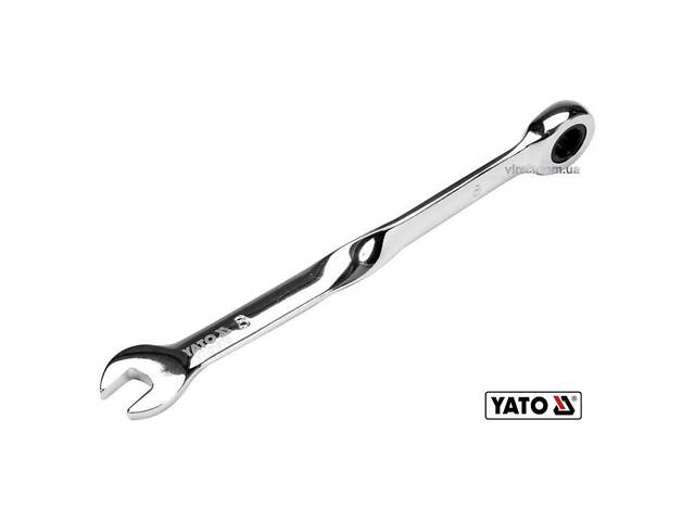 Ключ ріжково-накидний кручений 90° з тріщіткою М= 9 x 153 мм, HRC 40-45, Cr-V, YT-01871 - Фото 1