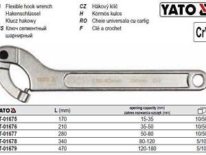 Ключ сегментный шарнирный M=15-35 мм L=170 мм YATO Польща YT-01675