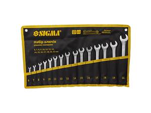 Ключи рожково-накидные 15шт 6-22мм CrV satine (тк чехол) SIGMA (6010131)