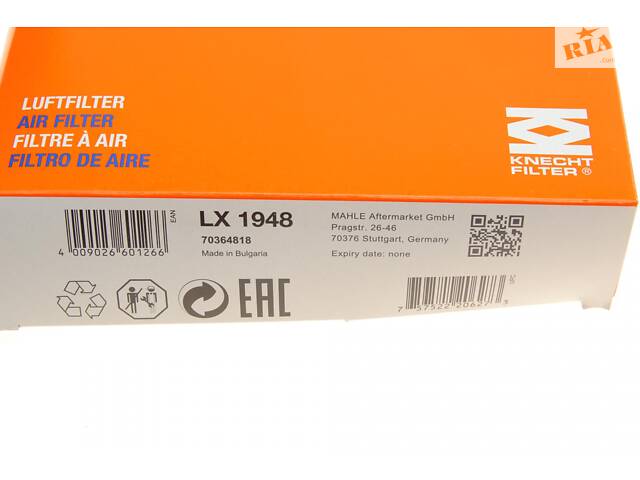 KNECHT LX 1948 Фільтр повітряний Honda CR-V II/CR-V III/FR-V 2.2D 05- - Фото 5