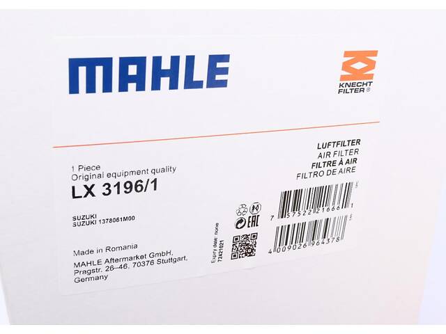 KNECHT LX 3196/1 Воздушный фильтр Suzuki Vitara II 1.6 15-/SX4 1.6 13- - Фото 4