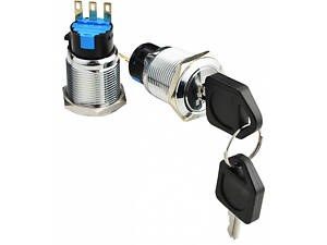 Кнопка металлическая 1NO+1NC 19мм 2 позиционная с ключом [A0140010213] TY 19C-K11/2 АСКО