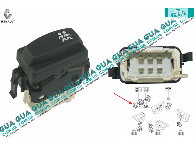 Кнопка центрального замка 8200227203 Vauxhal / ВОКСХОЛ MOVANO 2003-2010, Vauxhal / ВОКСХОЛ VIVARO 2000-, Renault / РЕНО