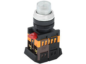 Кнопка управления 1NO+1NC 22мм с подсветкой прозрачный неон 230V [BBT20-ABLFP-K08] ABLFP-22 UEC