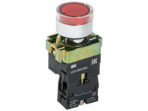 Кнопка управления 1NO 22мм с подсветкой красный LED 230V [BBT50-BW-K04] LAY5-BW3461 UEC