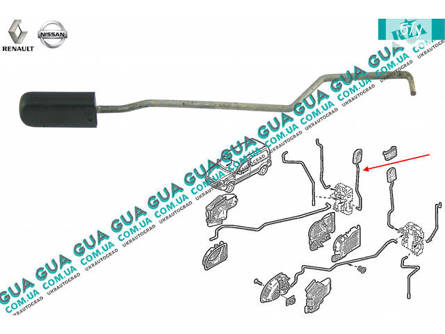 Кнопка внутренняя/тяга закрытия замка передней левой/правой двери 7700313134 Nissan/НИССАН KUBISTAR 1997-2008/КУ