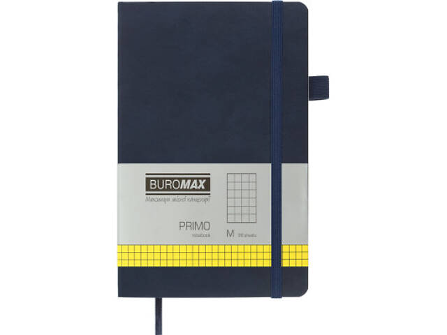 Книга записна Buromax Primo 125x195 мм 96 аркушів у клітинку обкладинка зі штучної шкіри Синя (BM.291161-02) - Фото 1
