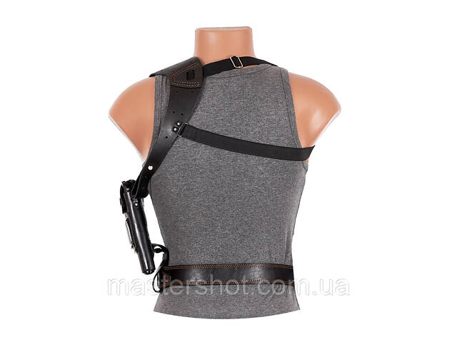 Кобура ТТ оперативна поясна прихованого внутрішньобрючного носіння формована з кліпсою шкіра чорна ms - Фото 4