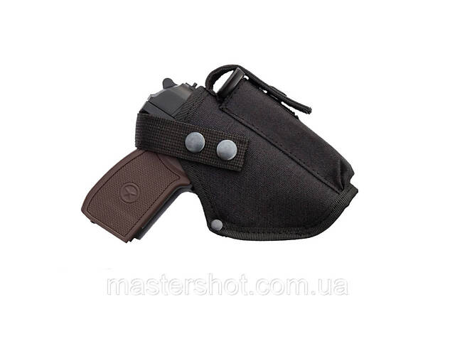 Кобура на ногу для пистолета Макарова ПМ с подсумком под магазин, черная, Оксфорд ms - Фото 6