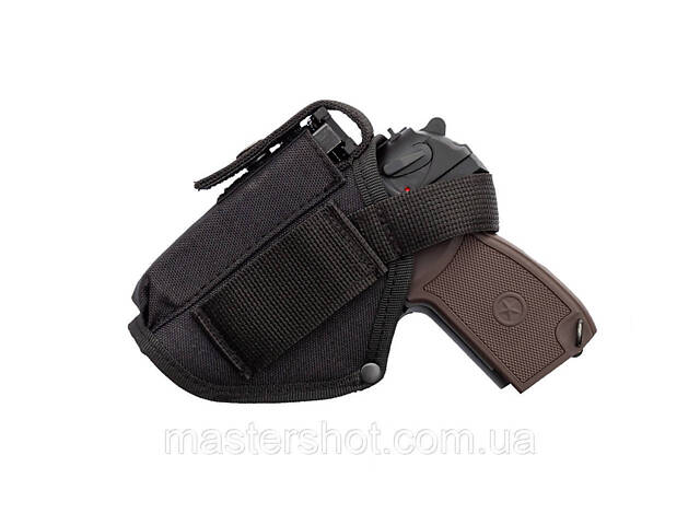 Кобура на ногу для пистолета Макарова ПМ с подсумком под магазин, черная, Оксфорд ms - Фото 7