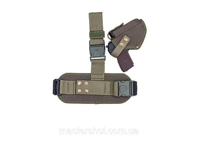 Кобура на ногу для пістолета Макарова ПМ з чохлом під магазин, Оксфорд, колір Олива ms - Фото 4