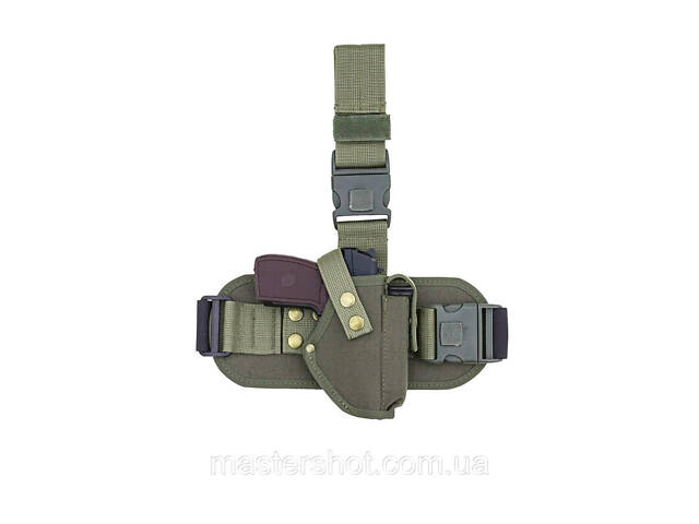 Кобура на ногу для пістолета Макарова ПМ з чохлом під магазин, Оксфорд, колір Олива ms - Фото 6