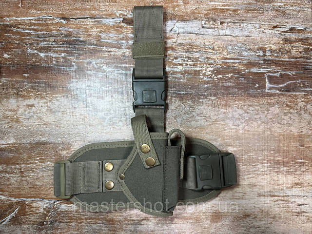 Кобура на ногу для пістолета Макарова ПМ з чохлом під магазин, Оксфорд, колір Олива ms - Фото 1