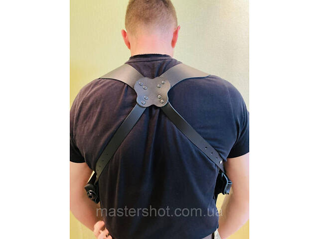 Кобура оперативна для ПМ макарова з двома підсумками під магазин не формована шкіряна чорна ms - Фото 4