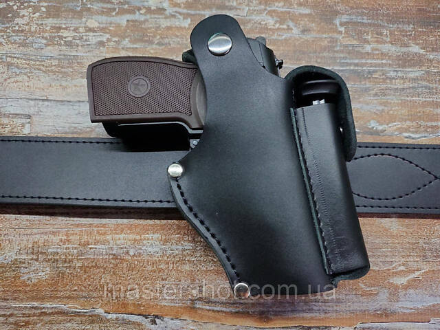 Кобура ПМ шкіряна поясна із підсумком під магазин ms кобура+ шнур страхувальний - Фото 2
