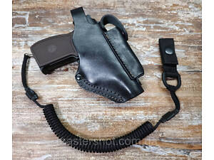 Кобура ПМ Макарова поясная кобура с чехлом для магазина кожаная шнур ms