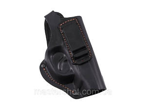 Кобура ПМ поясная скрытого внутрибрючного ношения формованная с клипсой кожа чёрная ms