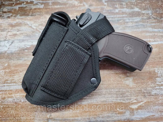 Кобура поясна для ПМ (Макарова) з підсумком та страхувальним шнуром, Oxford, чорна 971 ms - Фото 5