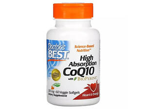 Коэнзим Doctor's Best High Absorption CoQ10 with BioPerine 200 mg 60 Veg Softgels