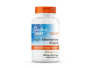 Коэнзим Q10 с биоперином, CoQ10 with BioPerine, Doctor's Best, 100 мг, 60 гелевых капсул