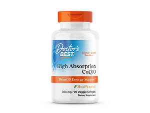 Коэнзим Q10 с биоперином, High Absorption CoQ10, Doctor's Best, 300 мг, 90 вегетарианских гелевых капсул