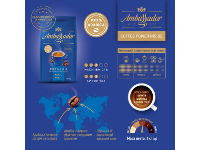 Кава Ambassador Premium В зернах 1 кг (8720254065083) - Фото 3