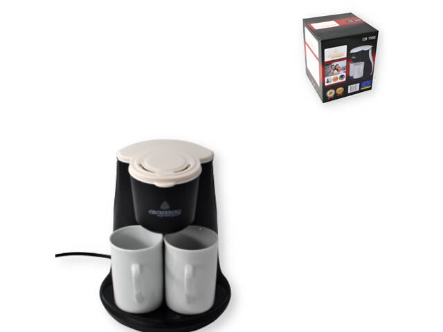 Кавоварка Crownberg CB 1568 краплинна 500 Вт ударостійкий пластик чорний (CB-1568_3444) - Фото 1