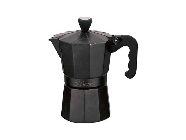Кофеварка гейзерная алюминиевая Maestro 300мл черная (MR-1666-6-BLACK) - Фото 1