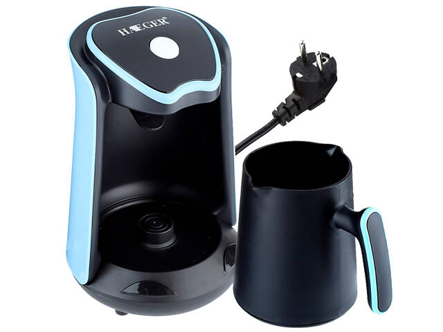 Кофеварка (турка) электрическая с автоотключением 550 мл на 4 чашки Haeger HG-102S черная с синим 400W (HG-102S_602) - Фото 5