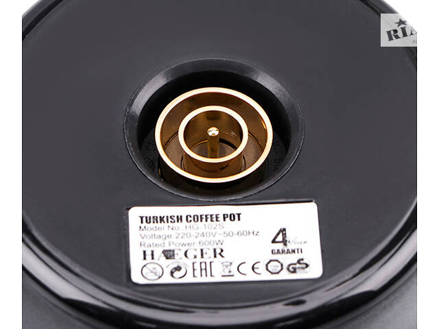 Кофеварка (турка) электрическая с автоотключением 550 мл на 4 чашки Haeger HG-102S черная с синим 400W (HG-102S_602) - Фото 11