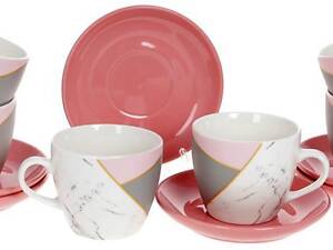 Кавовий набір на 6 персон 240мл Pink-Gray Marble Bona DP118087