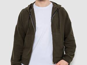 Кофта чоловіча на блискавці з капюшоном, колір хакі, 238R103-1