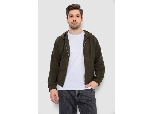 Кофта чоловіча на блискавці з капюшоном, колір хакі, 238R103-1 - Фото 1