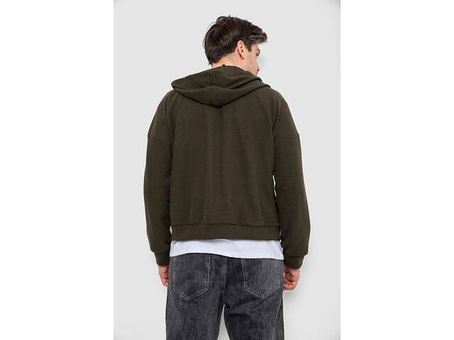 Кофта чоловіча на блискавці з капюшоном, колір хакі, 238R103-1 - Фото 4