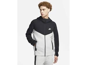 Кофта чоловіча Nike Sportswear Tech Fleece Windrunner Full-Zip Hoodie M Чорно-біла (FB7921-064)