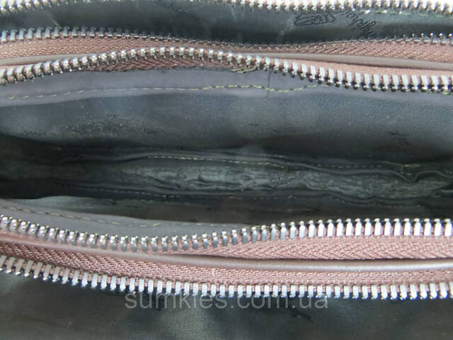 Шкіряна барсетка на три відділи під крокодила Mykhail Ikhtyar коричнева - Фото 7